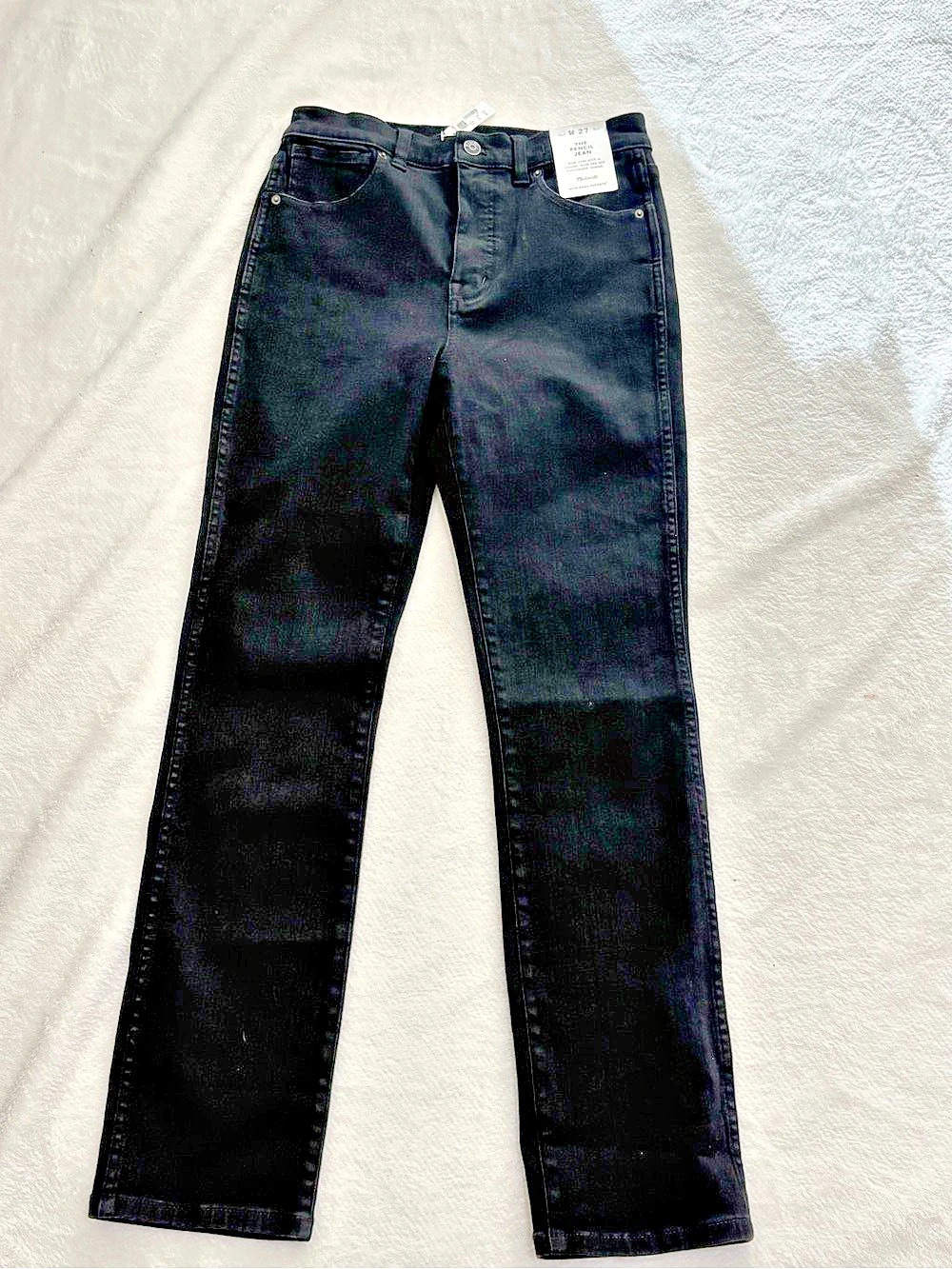 Madewell The Pencil Jean Black High Rise Skinny Jeans Waist 27 NWT
